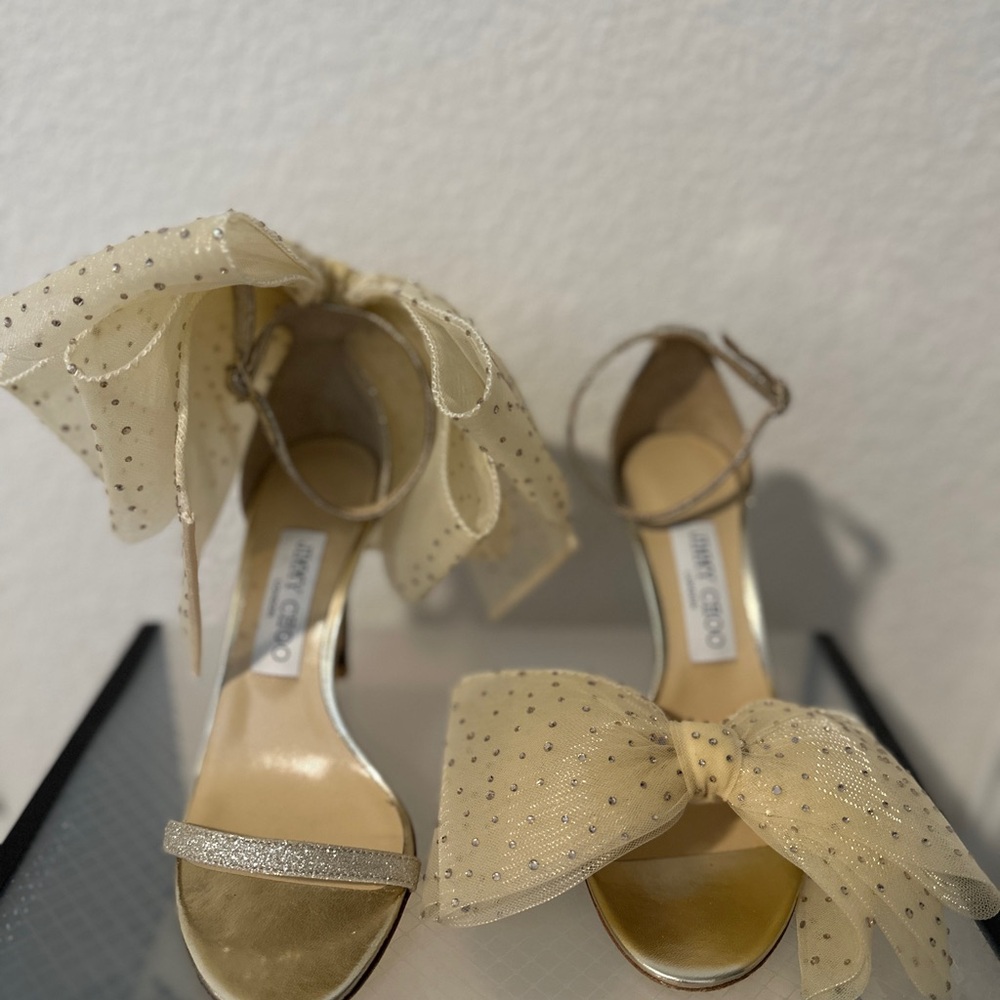 Jimmy Choo Gold and Cream Women's Heels